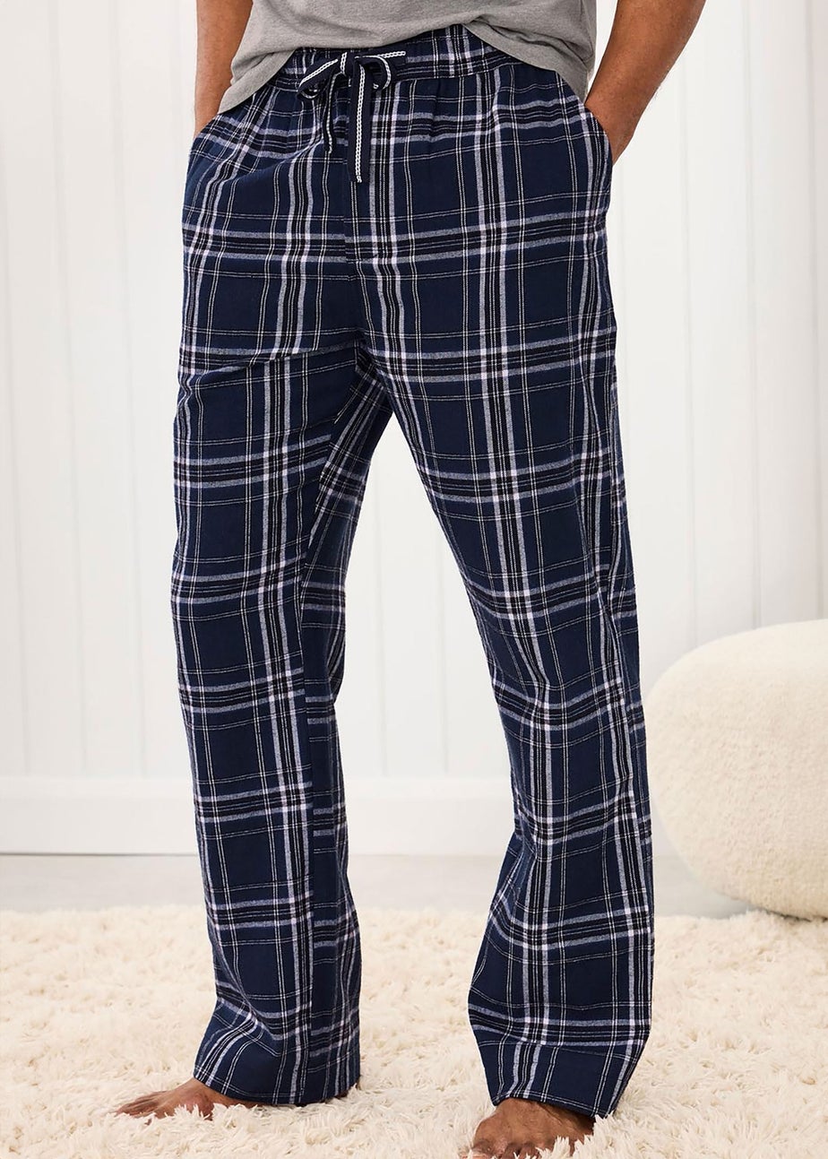 Cotton Traders Navy Brushed Cotton Lounge Trousers 29" Leg