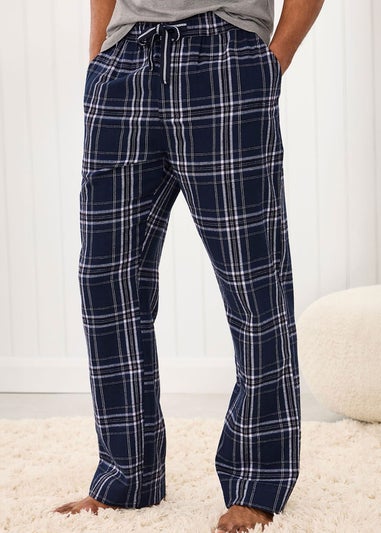 Cotton Traders Navy Brushed Cotton Lounge Trousers 29" Leg