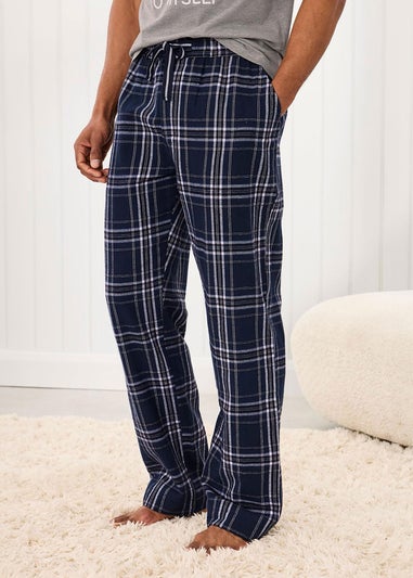 Cotton Traders Navy Brushed Cotton Lounge Trousers 29" Leg