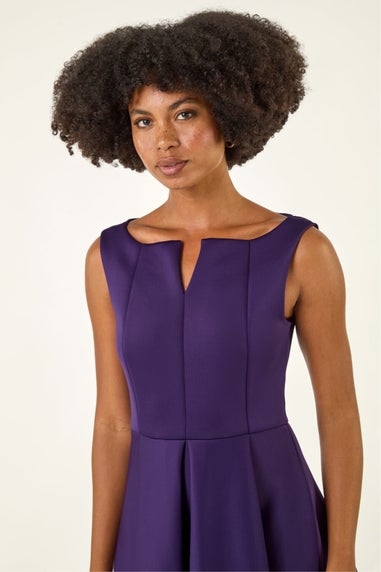 Roman Purple Notch Neck Premium Stretch Dress