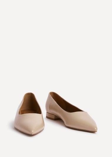 Linzi Compete Wide Fit Beige Faux Leather Pointed Toe Pump