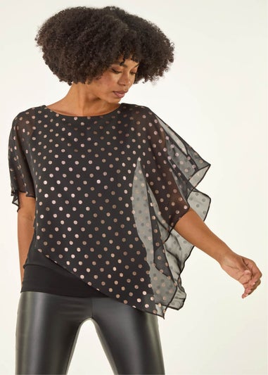 Roman Black Foil Spot Overlay Asymmetric Top
