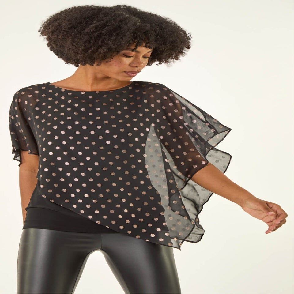 Roman Black Foil Spot Overlay Asymmetric Top