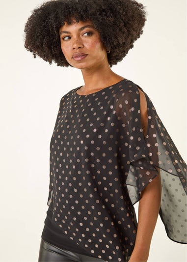 Roman Black Foil Spot Overlay Asymmetric Top