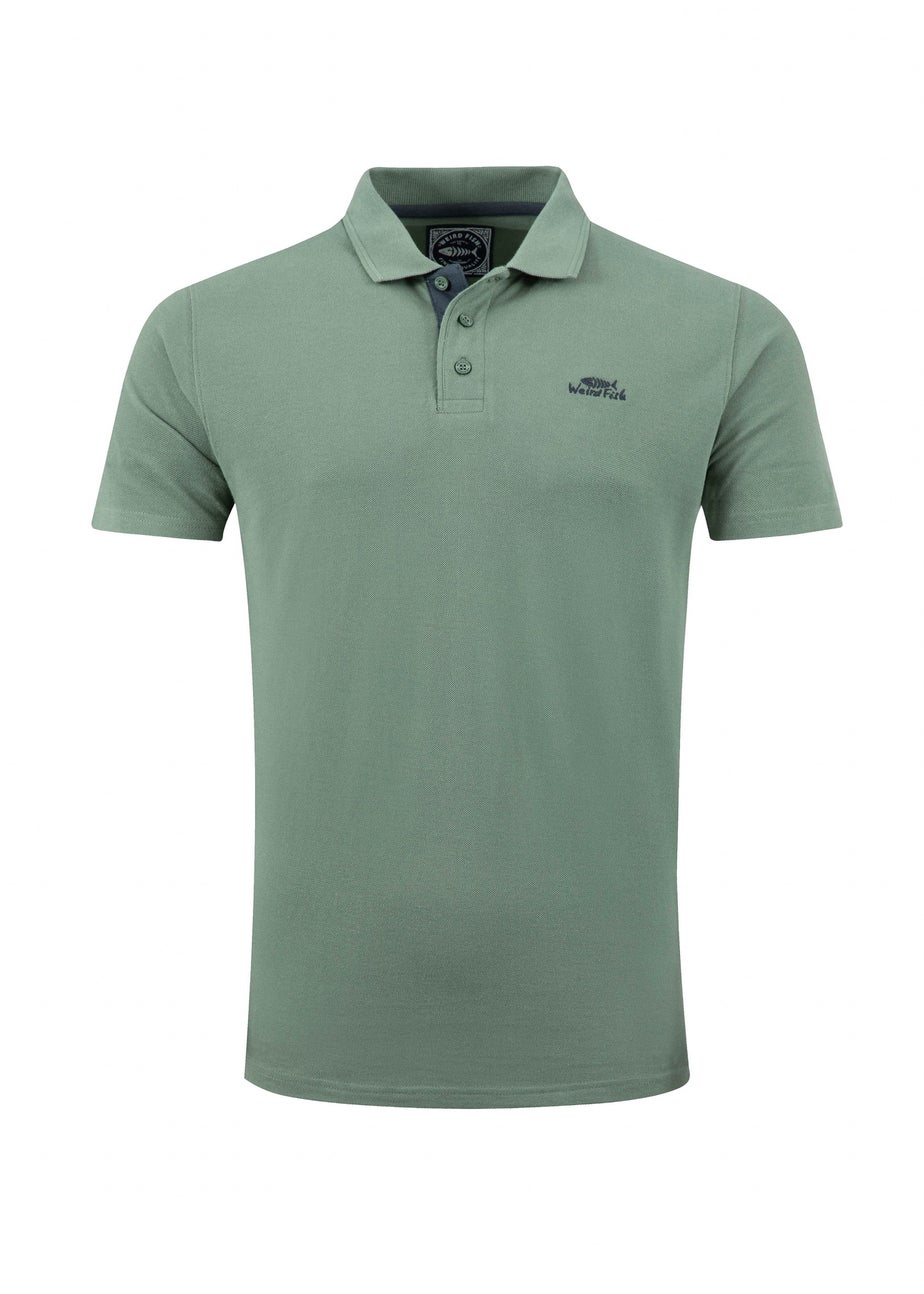 Weird Fish Army Green Miles Pique Polo Shirt