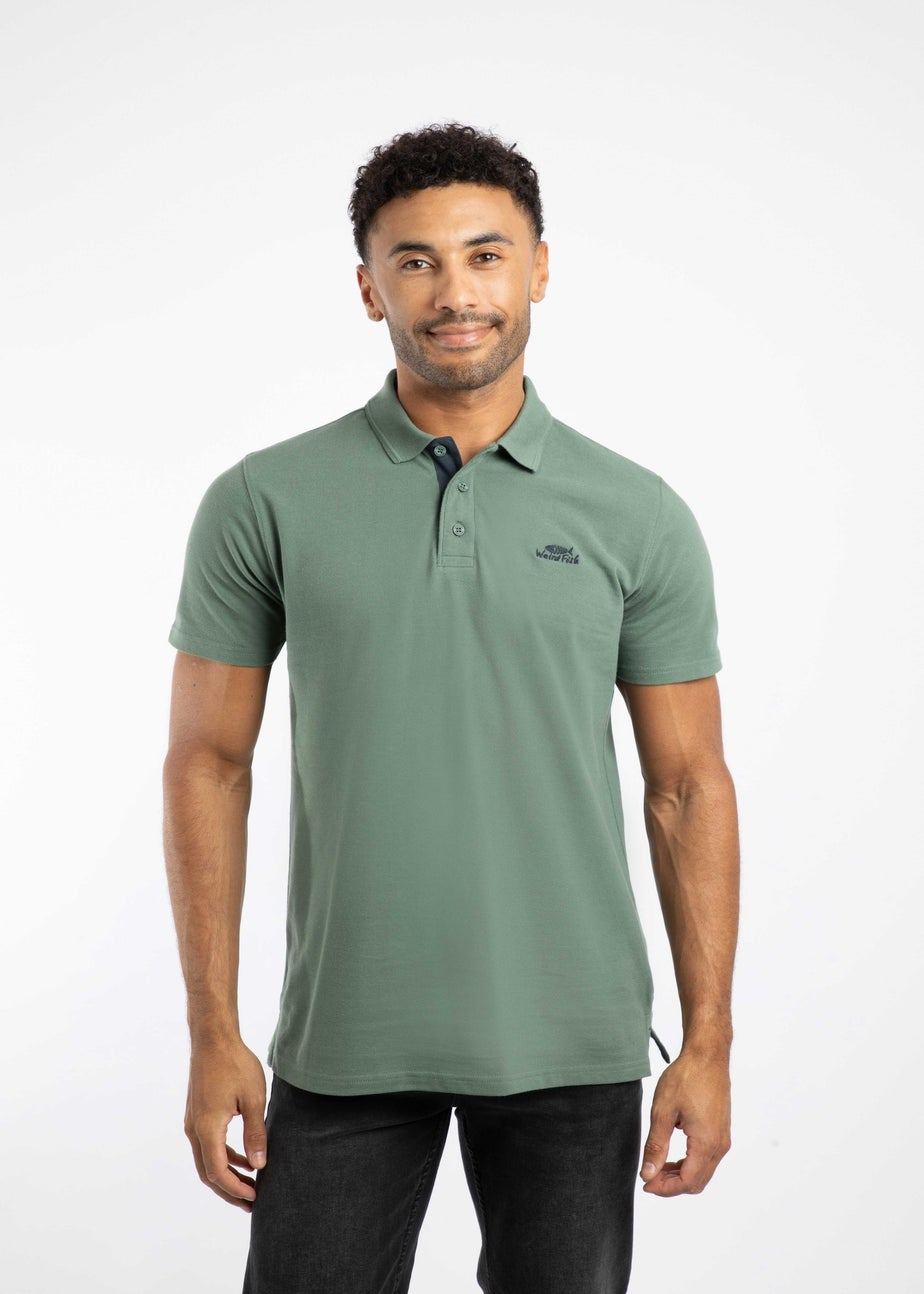 Weird Fish Army Green Miles Pique Polo Shirt