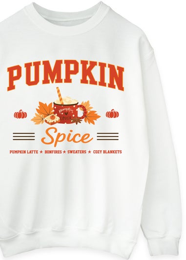 Brands In Pumpkin Spice Collegial White Graphic Sweatshirt