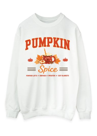 Brands In Pumpkin Spice Collegial White Graphic Sweatshirt