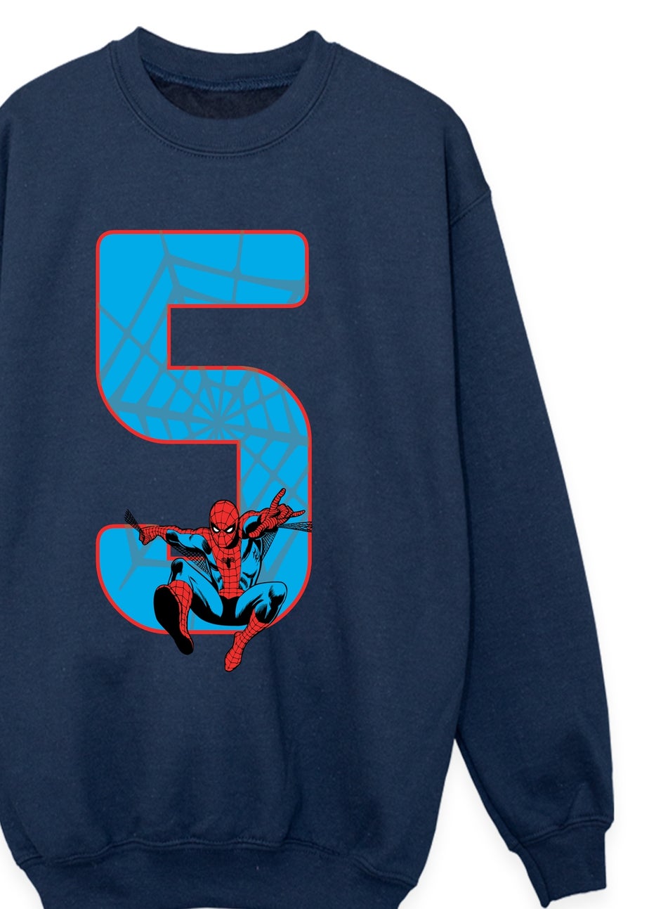 Marvel Spider-Man 5 Birthday Boys Navy Blue Graphic Sweatshirt (5-8 Years)
