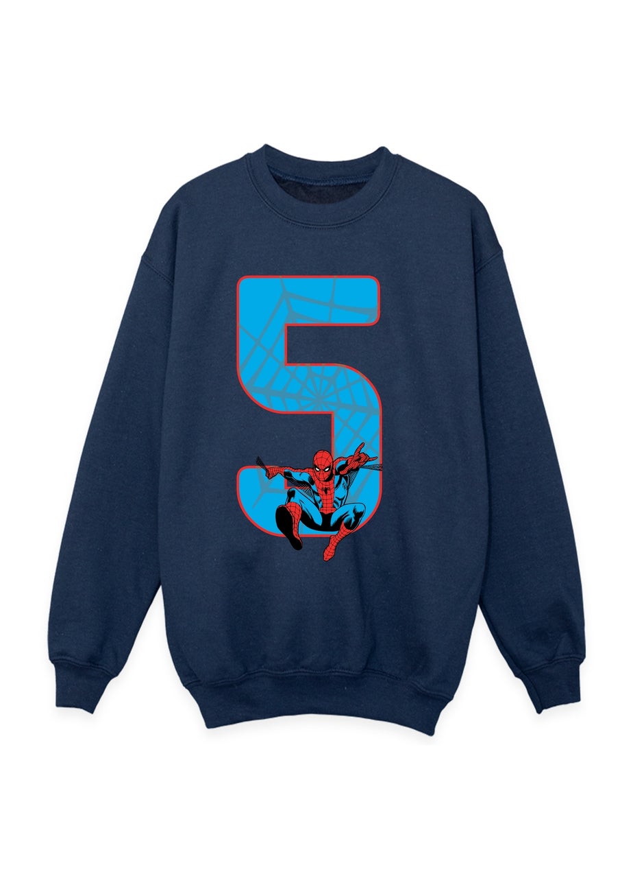 Marvel Spider-Man 5 Birthday Boys Navy Blue Graphic Sweatshirt (5-8 Years)