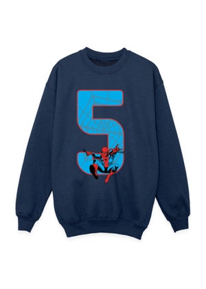 Marvel Spider-Man 5 Birthday Boys Navy Blue Graphic Sweatshirt (5-8 Years)