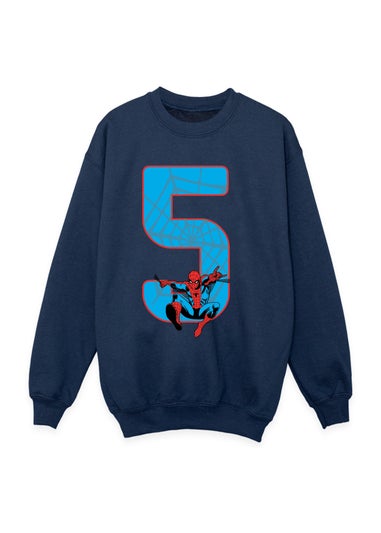 Marvel Spider-Man 5 Birthday Boys Navy Blue Graphic Sweatshirt (5-8 Years)