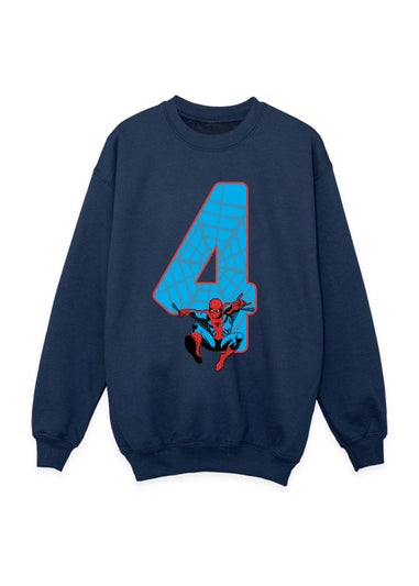 Marvel Spider-Man 4 Birthday Boys Navy Blue Graphic Sweatshirt (3-6 Years)