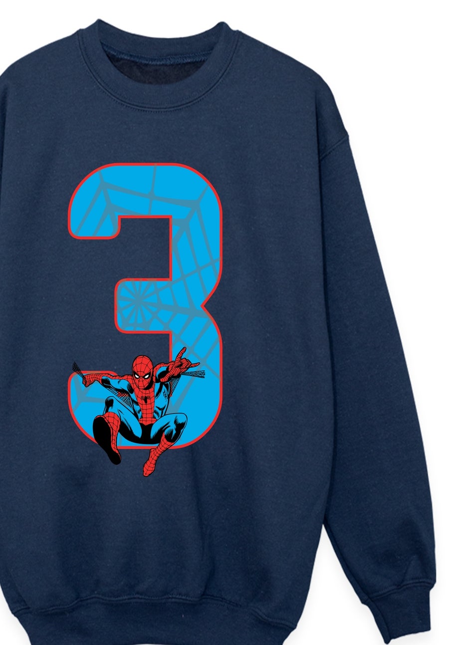 Marvel Spider-Man 3 Birthday Boys Navy Blue Graphic Sweatshirt (3-6 Years)
