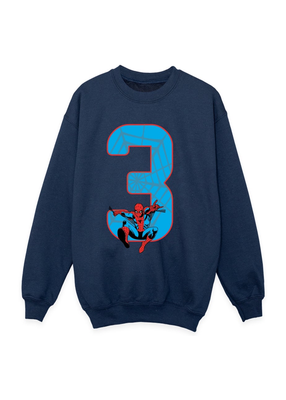 Marvel Spider-Man 3 Birthday Boys Navy Blue Graphic Sweatshirt (3-6 Years)
