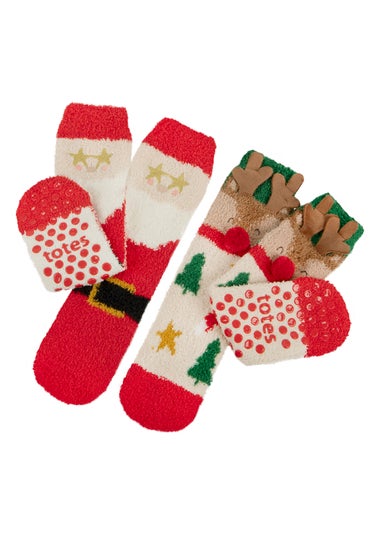 Totes Toasties Childrens Multi Super Soft Slipper Socks 2 Pack