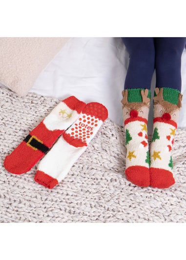 Totes Toasties Childrens Multi Super Soft Slipper Socks 2 Pack