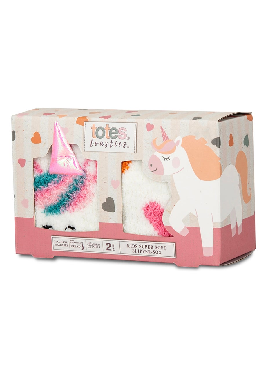 Totes Toasties Girls Multi Super Soft Slipper Socks 2 Pack