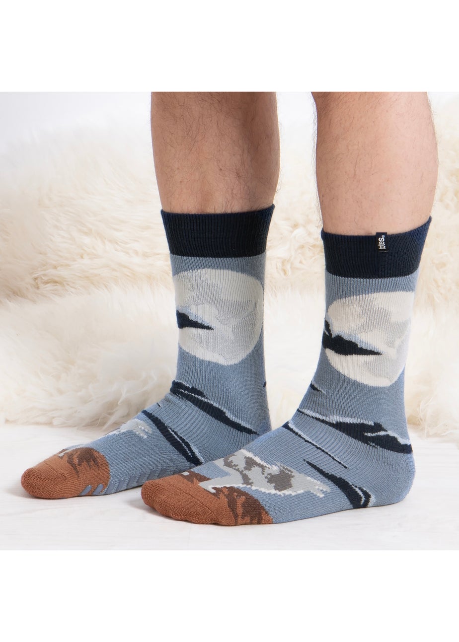 Totes Toasties Grey Mens Original Novelty Slipper Socks
