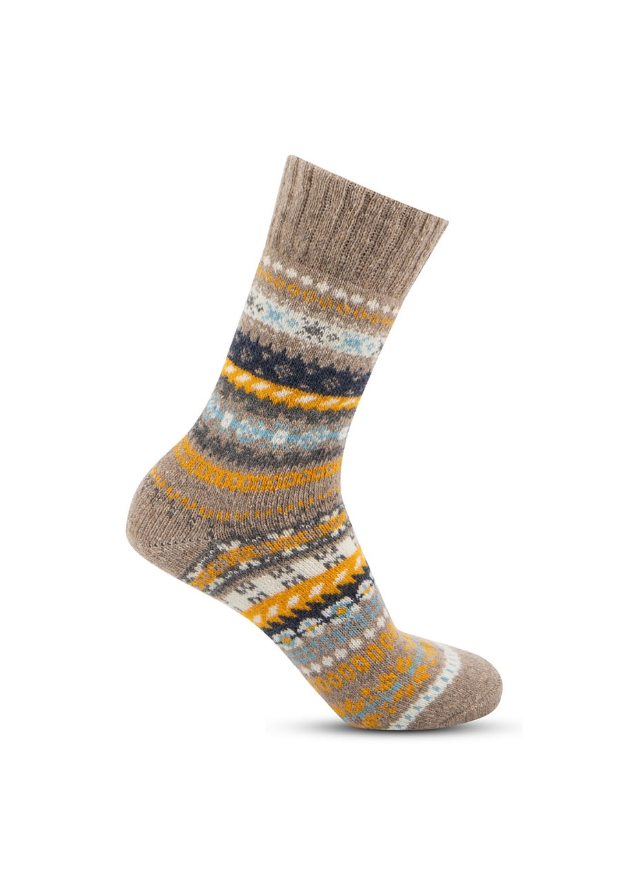 Totes Toasties Mens Wool Blend Fair Isle Slippers Socks 2 Pack