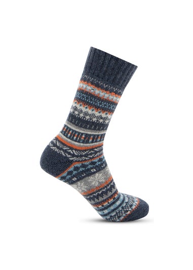 Totes Toasties Mens Wool Blend Fair Isle Slippers Socks 2 Pack