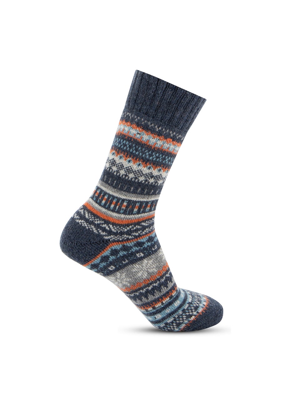 Totes Toasties Mens Wool Blend Fair Isle Slippers Socks 2 Pack