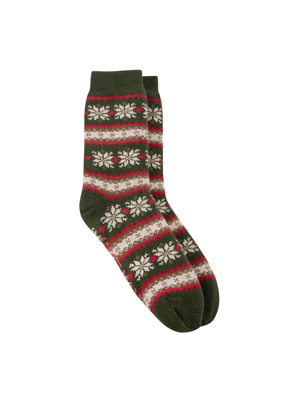 Totes Toasties Mens Sherpa Lined Fair Isle Slipper Socks