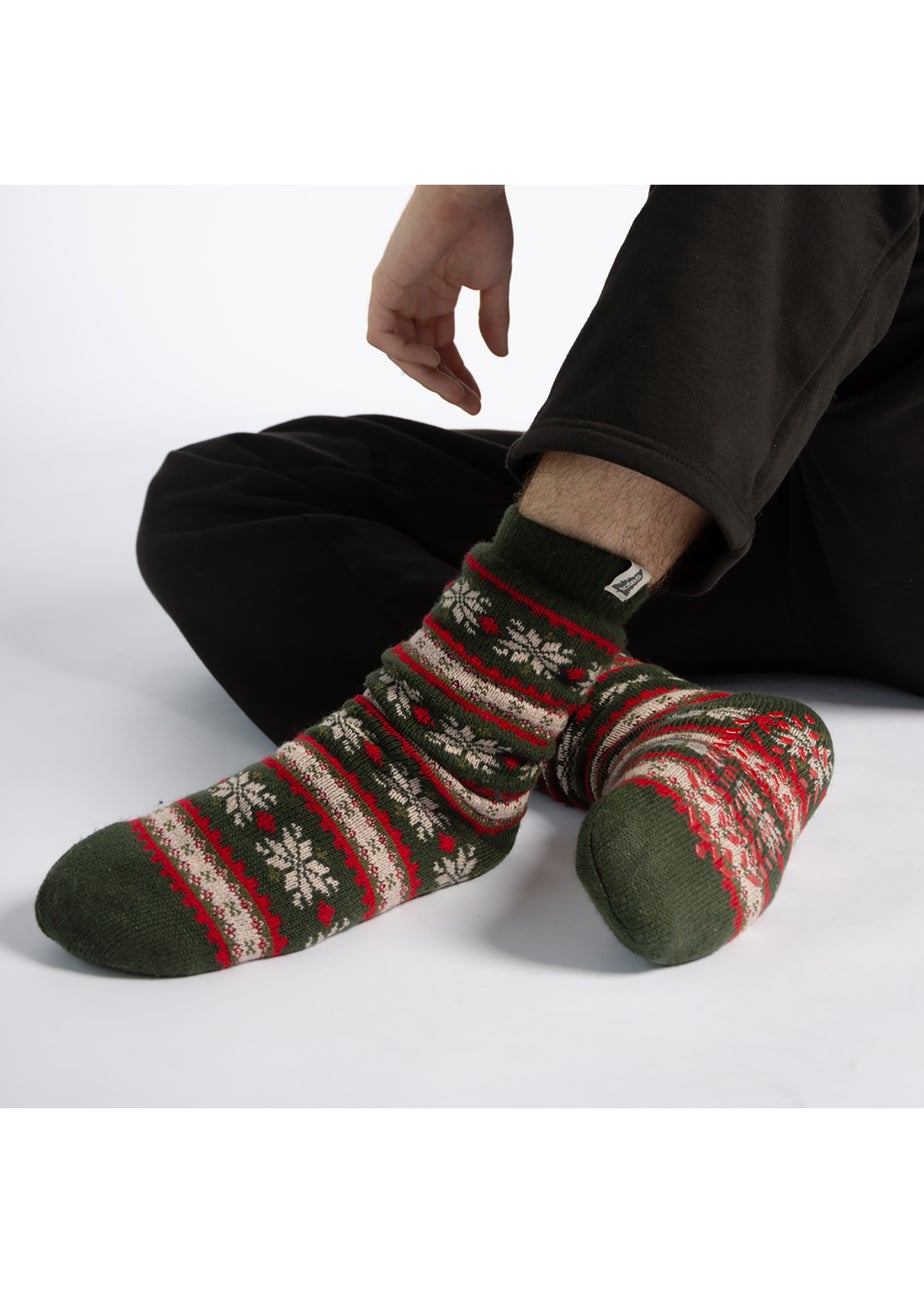Totes Toasties Mens Sherpa Lined Fair Isle Slipper Socks