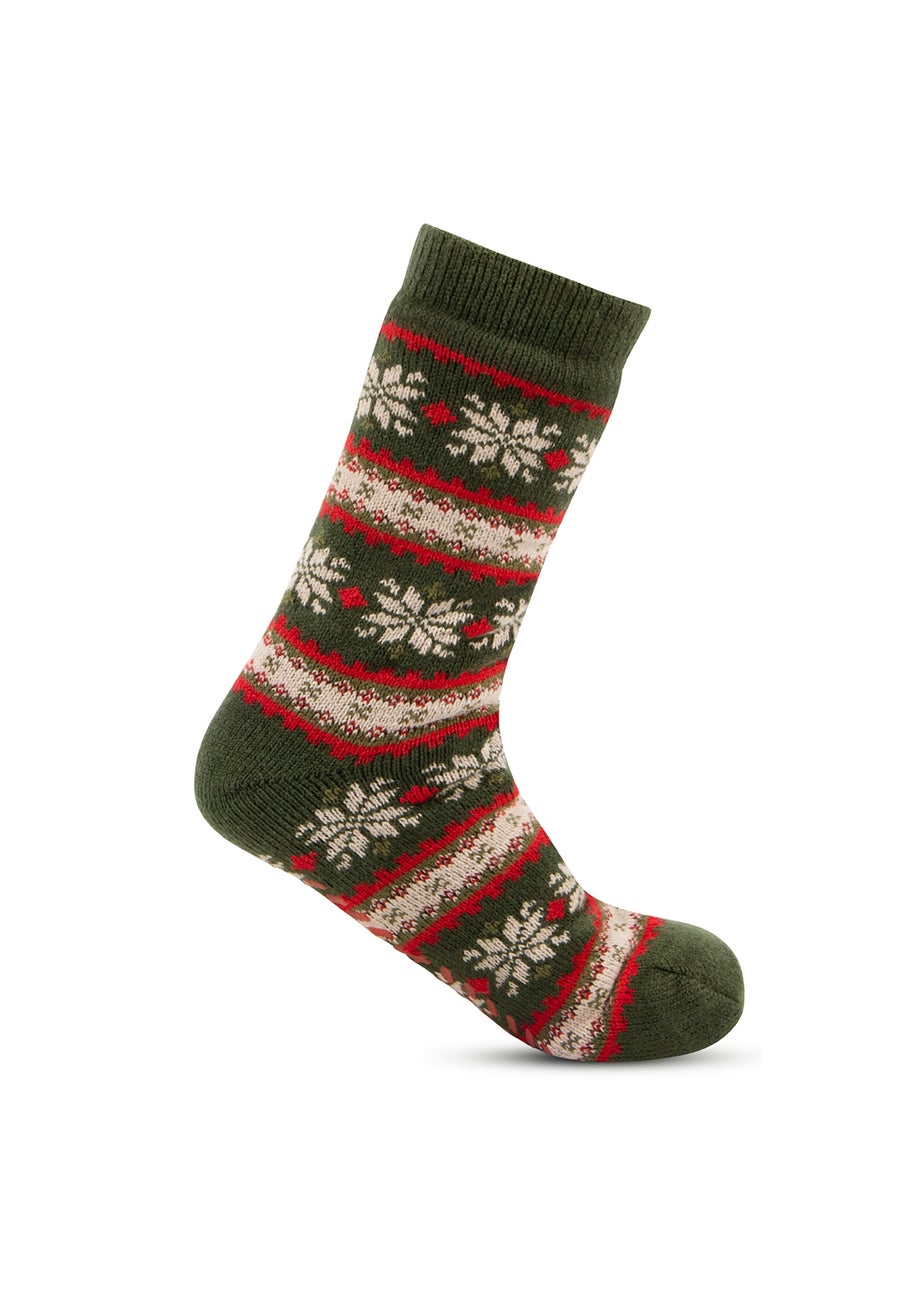 Totes Toasties Mens Sherpa Lined Fair Isle Slipper Socks
