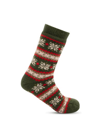 Totes Toasties Mens Sherpa Lined Fair Isle Slipper Socks