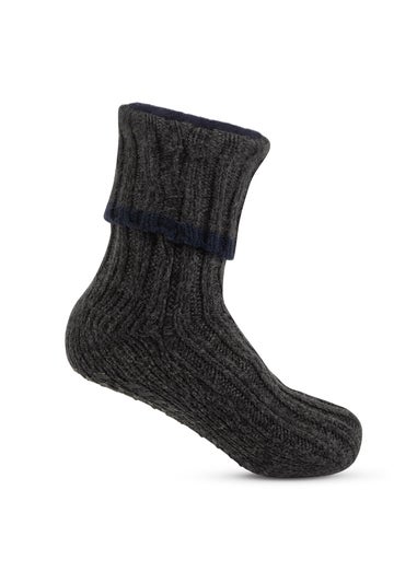 Totes Toasties Mens Grey Recycled Chunky Slipper Sock