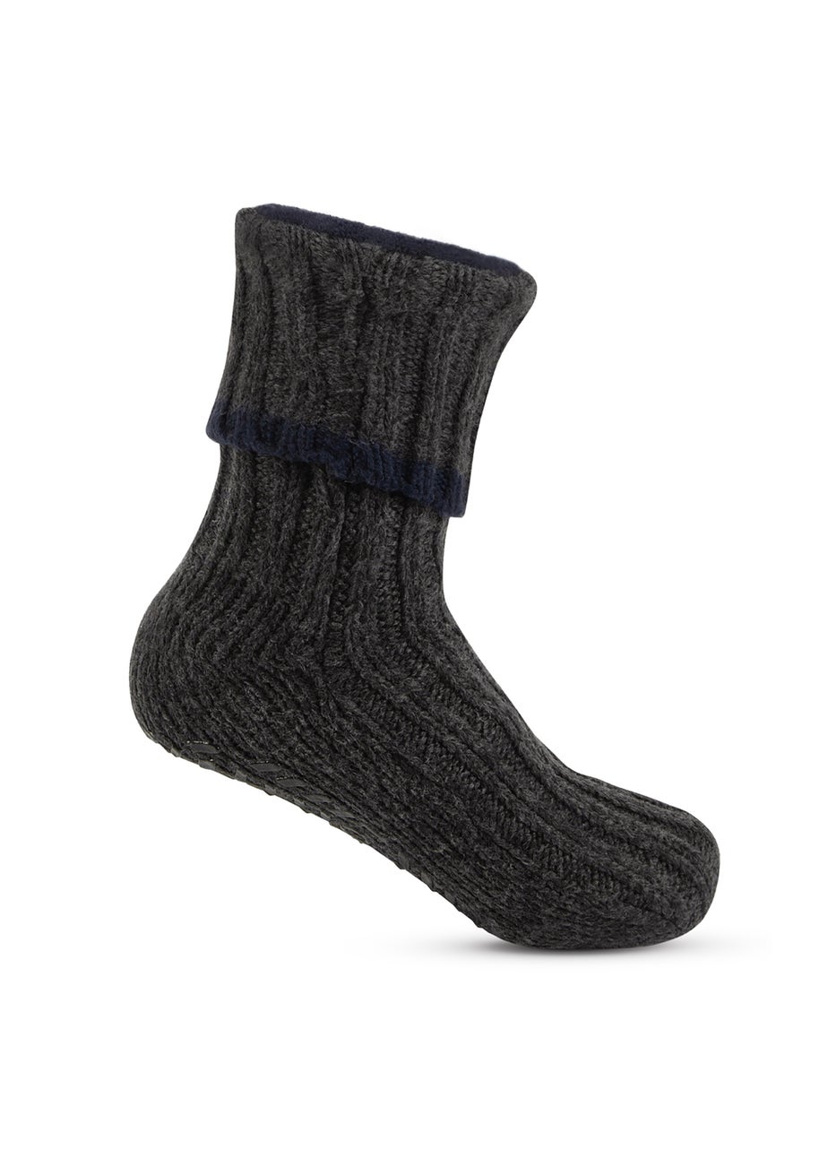 Totes Toasties Mens Grey Recycled Chunky Slipper Sock
