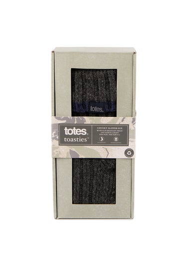Totes Toasties Mens Grey Recycled Chunky Slipper Sock