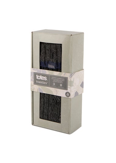 Totes Toasties Mens Grey Recycled Chunky Slipper Sock