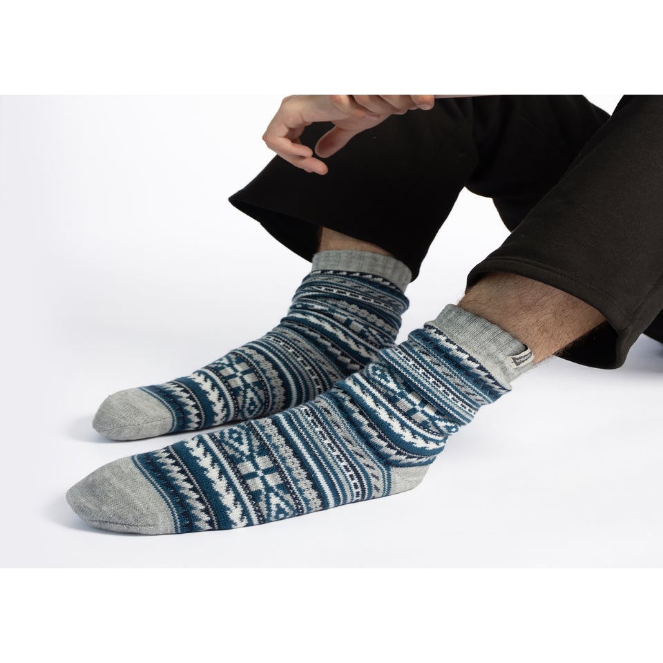 Totes Toasties Mens Sherpa Lined Fair Isle Slipper Socks