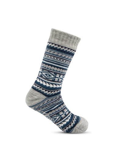 Totes Toasties Mens Sherpa Lined Fair Isle Slipper Socks