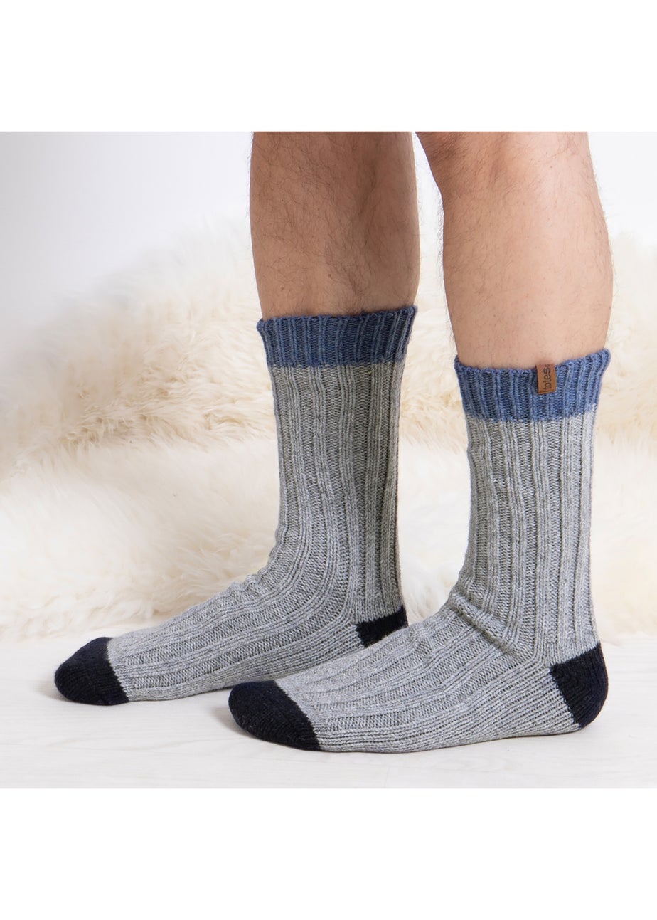 Totes Toasties Mens Chunky Twist Wool Blend Boot Socks 2 Pack