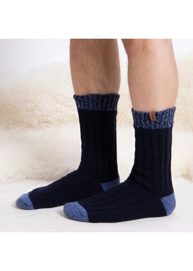 Totes Toasties Mens Chunky Twist Wool Blend Boot Socks 2 Pack