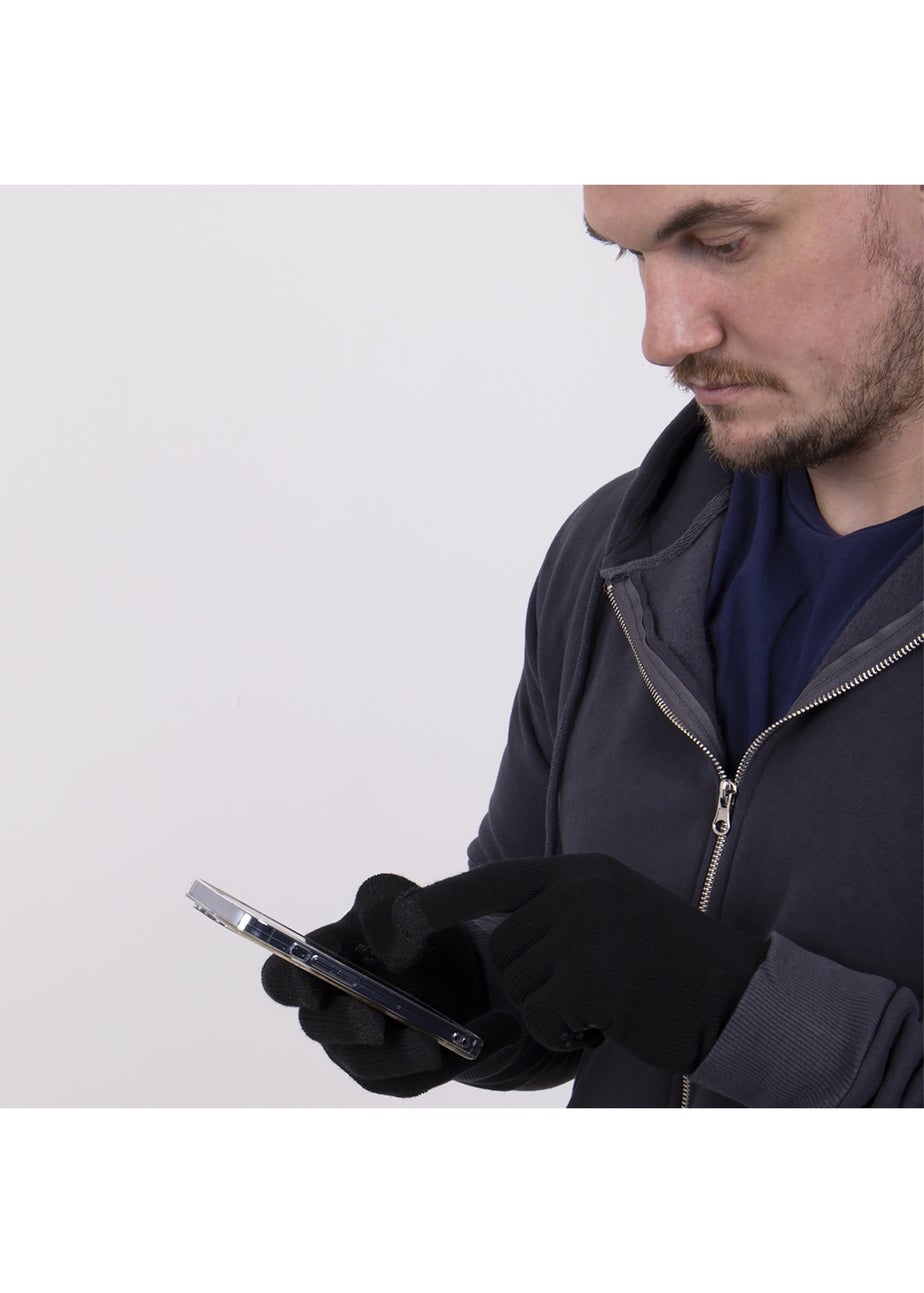 Totes Isotoner Black Stretch Knitted SmarTouch Gloves