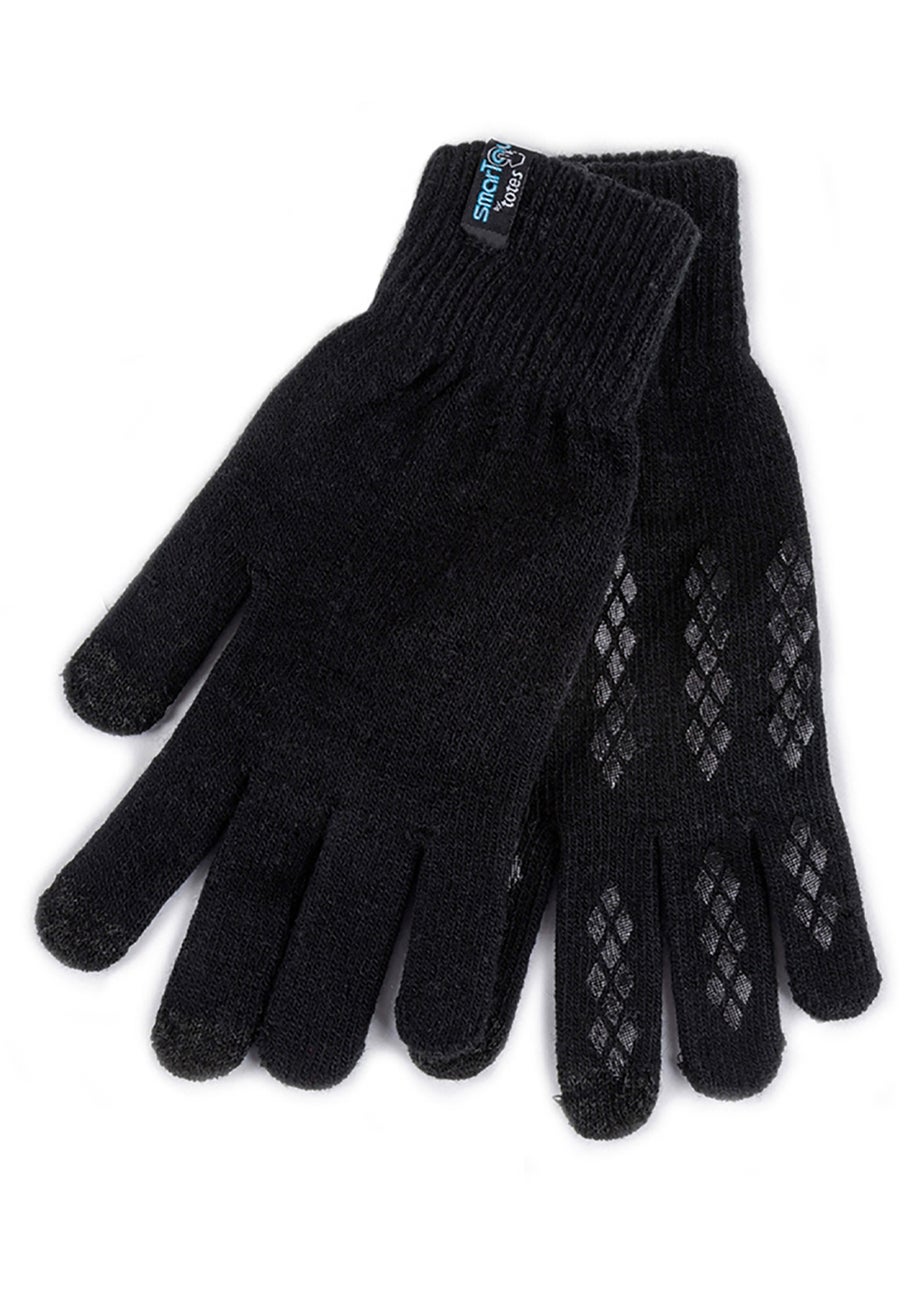 Totes Isotoner Black Stretch Knitted SmarTouch Gloves