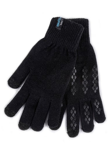 Totes Isotoner Black Stretch Knitted SmarTouch Gloves
