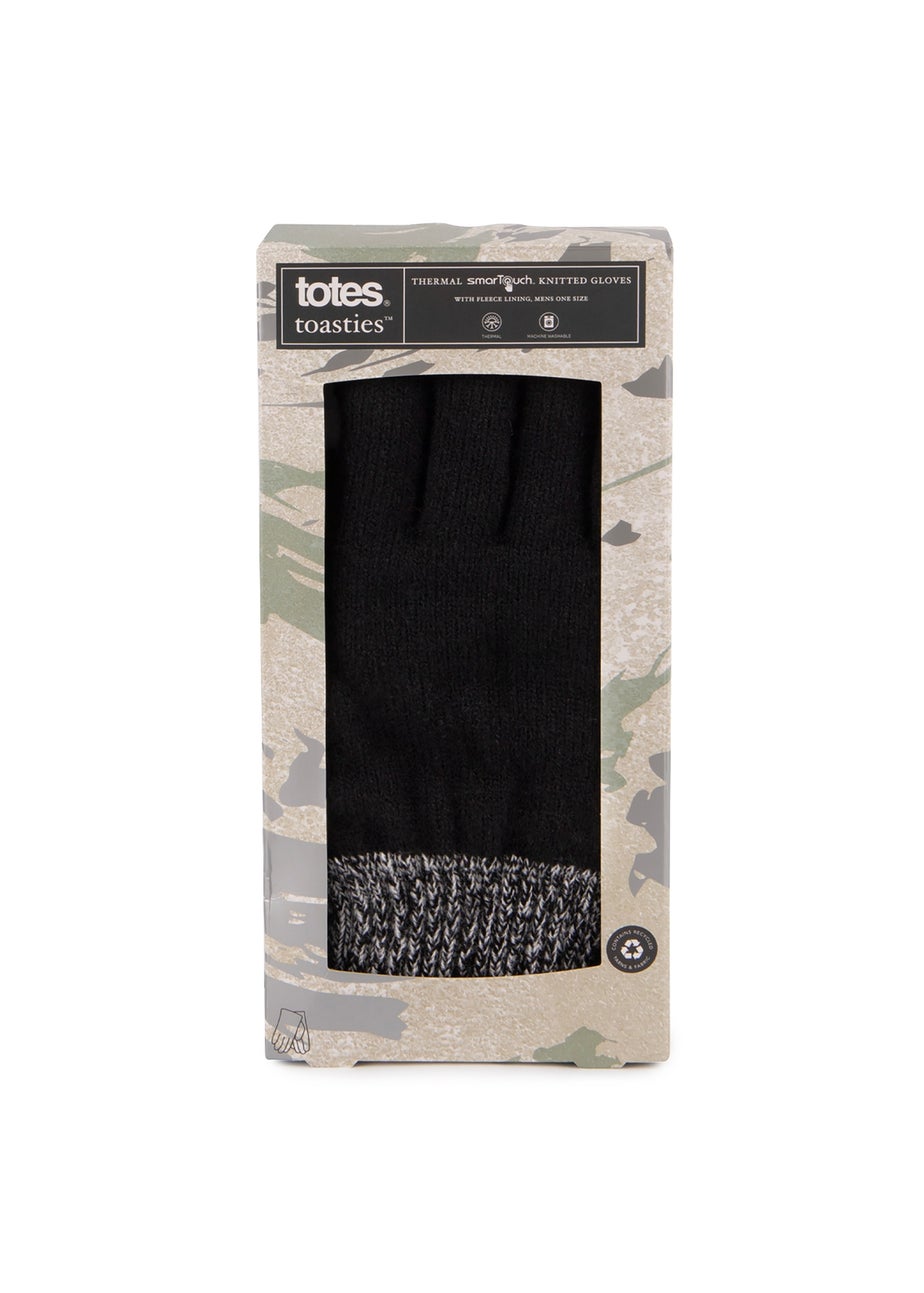 Totes Isotoner Black Stretch Knitted SmarTouch Gloves