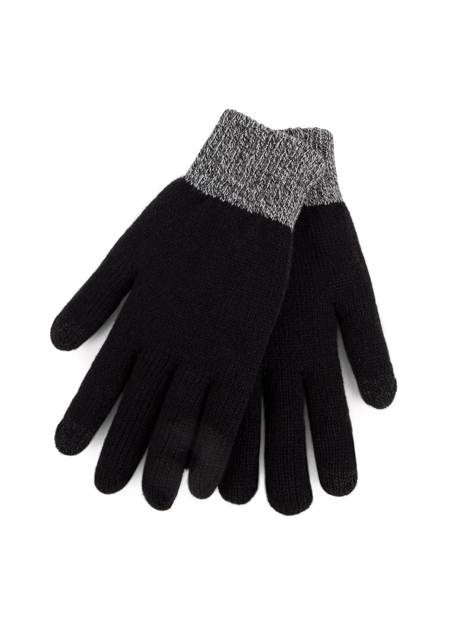 Totes Isotoner Black Stretch Knitted SmarTouch Gloves