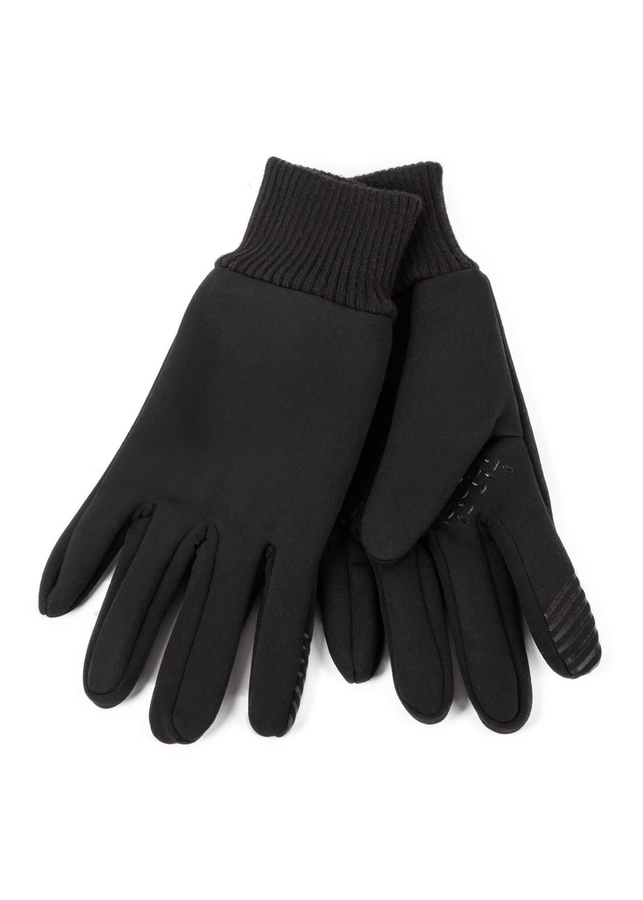 Totes Isotoner Black Thermal Double Lined Knitted SmarTouch Gloves