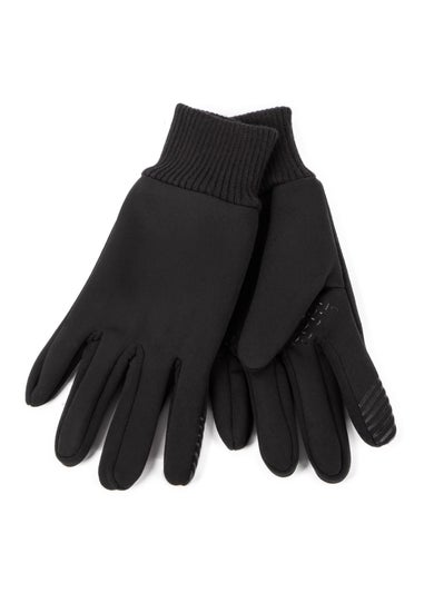Totes Isotoner Black Thermal Double Lined Knitted SmarTouch Gloves