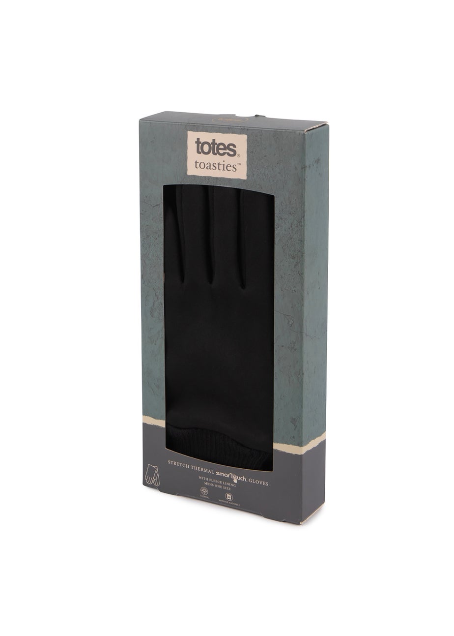 Totes Isotoner Black Thermal Double Lined Knitted SmarTouch Gloves