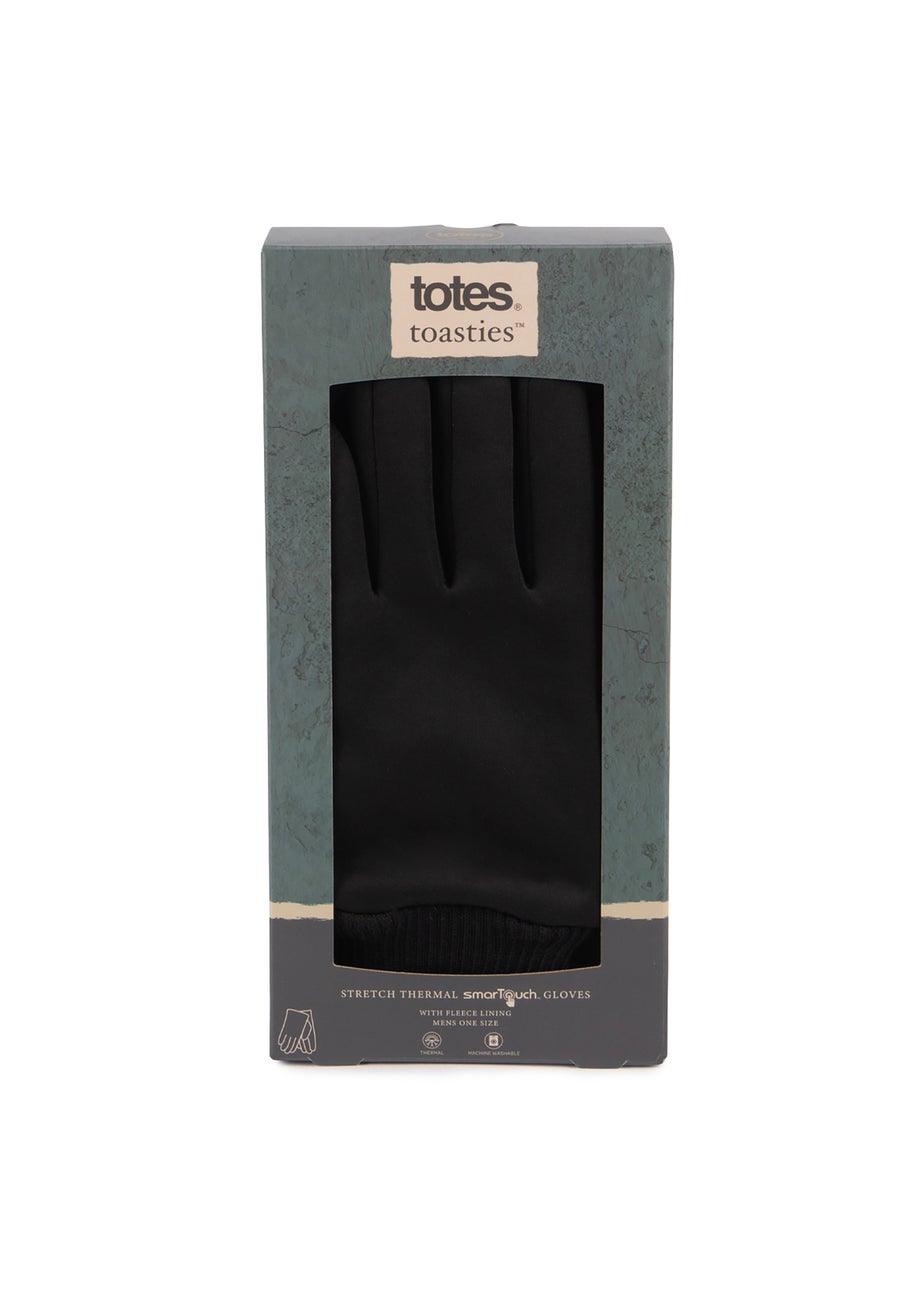 Totes Isotoner Black Thermal Double Lined Knitted SmarTouch Gloves