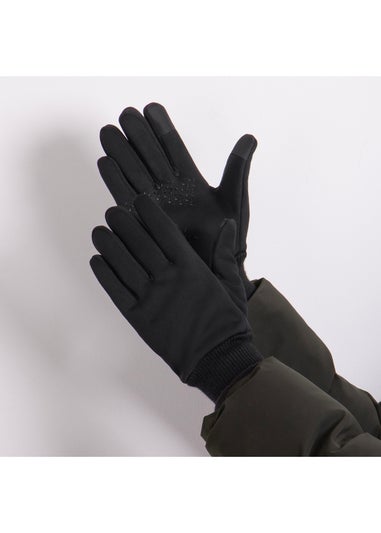 Totes Isotoner Black Thermal Double Lined Knitted SmarTouch Gloves