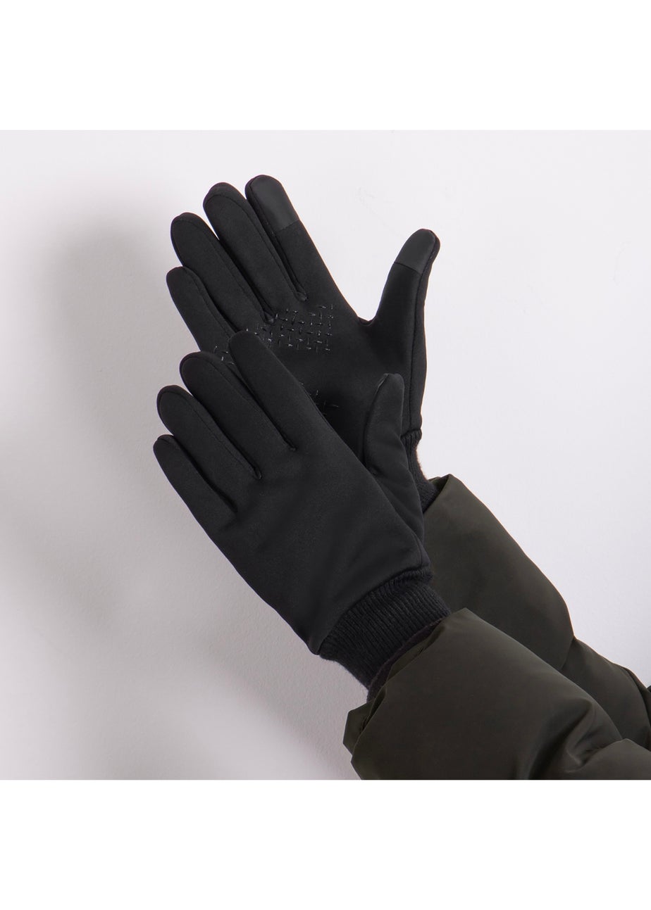 Totes Isotoner Black Thermal Double Lined Knitted SmarTouch Gloves