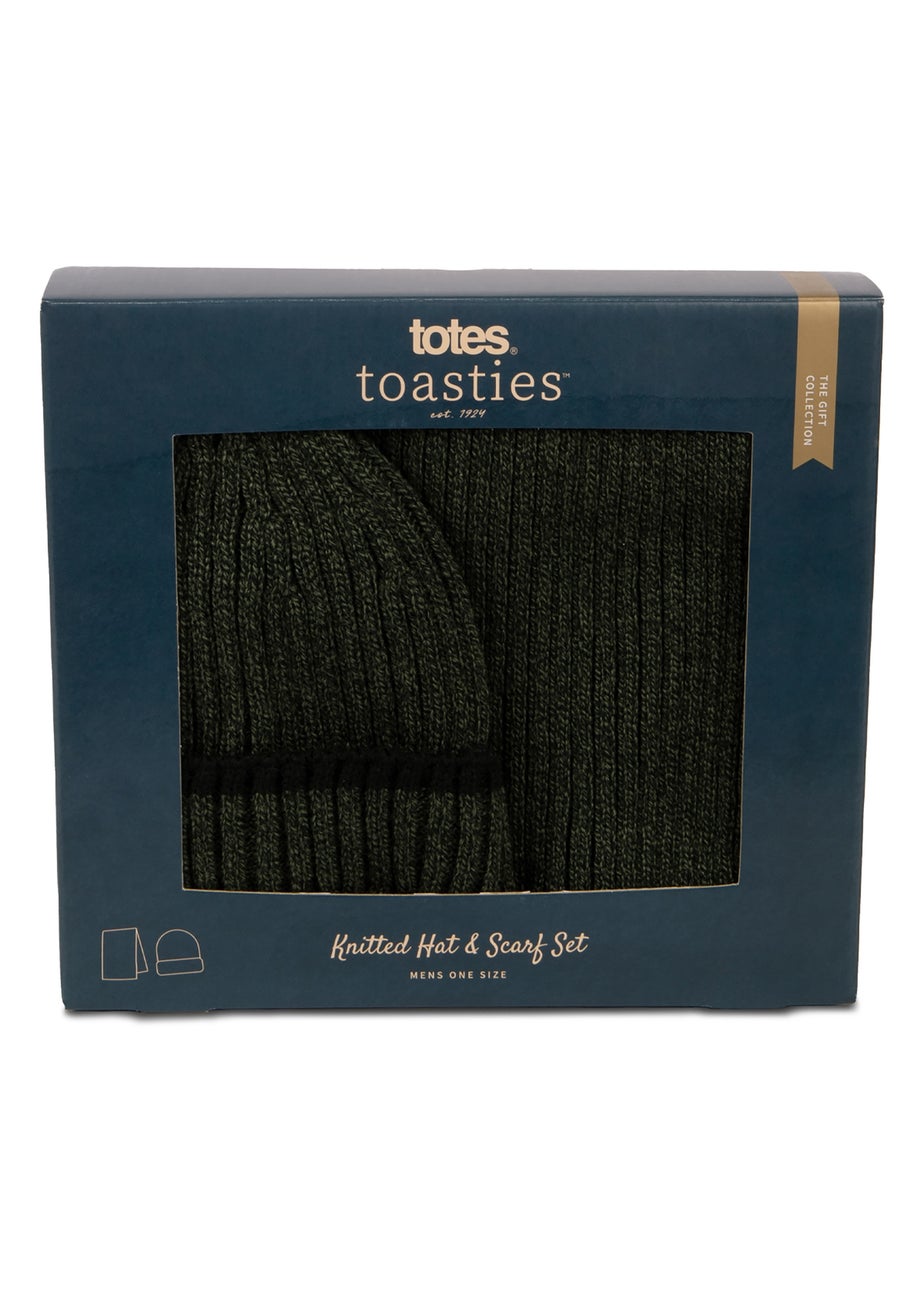 Totes Isotoner Khaki Hat & Scarf Gift Set